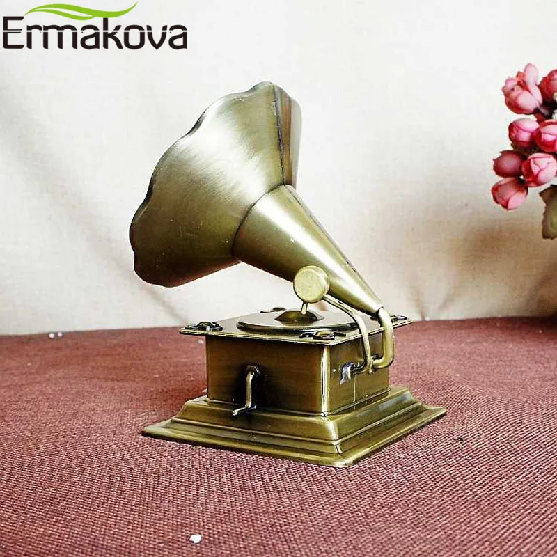 ERMAKOVA металлическая Ретро модель фонографа винтажный проигрыватель реквизит