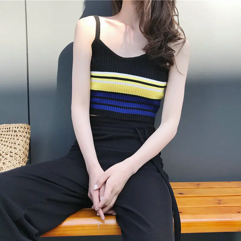 Летний топ Для женщин Трикотажная майка Boho Сексуальная с открытыми плечами