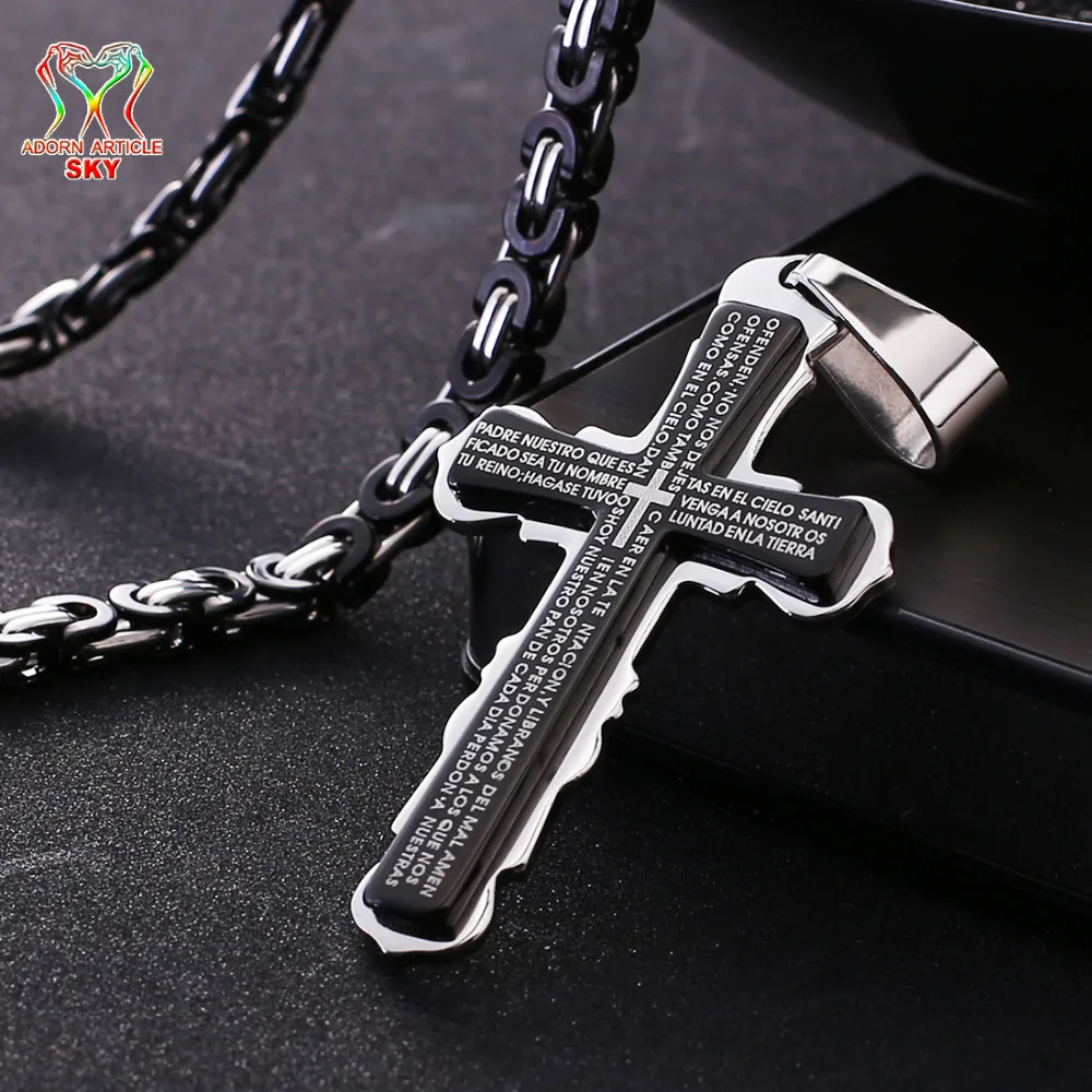 Винтаж Для Мужчин's Титан серебро Цвет подвеской Религия Христос Библия Стих