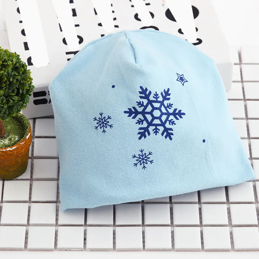 0-6Yrs Baby Hats Cotton Snowflake Printing Infant Hat Toddler Autumn Winter Children's For Boy Girl Beanie Caps Newborn BTTF | Детская