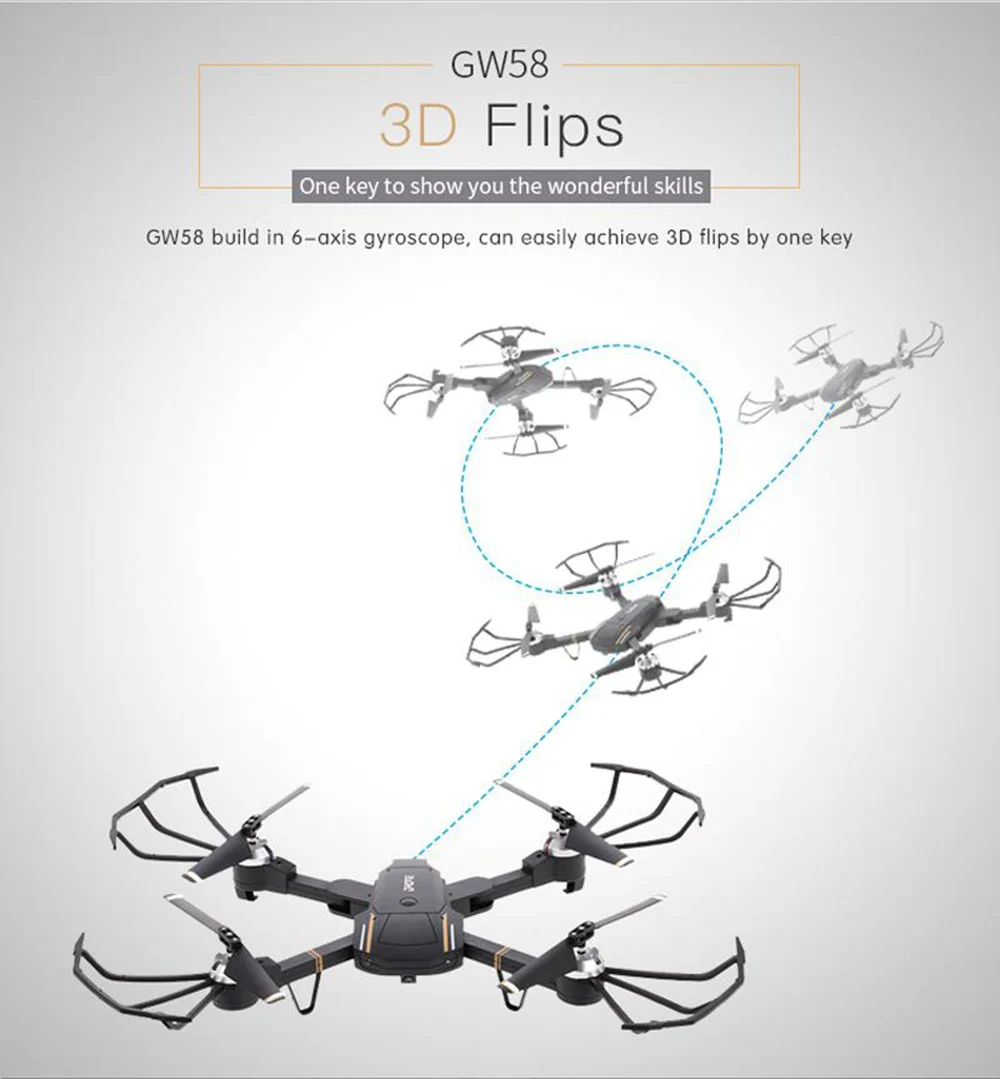 GW58 складной Дрон с камерой HD 2MP FPV Wi-Fi высота удержания антенна видео селфи RC Квадрокоптер вертолет детская игрушка VS SG106 E58