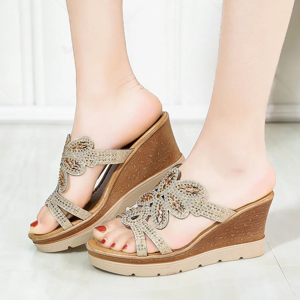 SAGACE/женские шлепанцы Летняя женская обувь с украшением в виде кристаллов