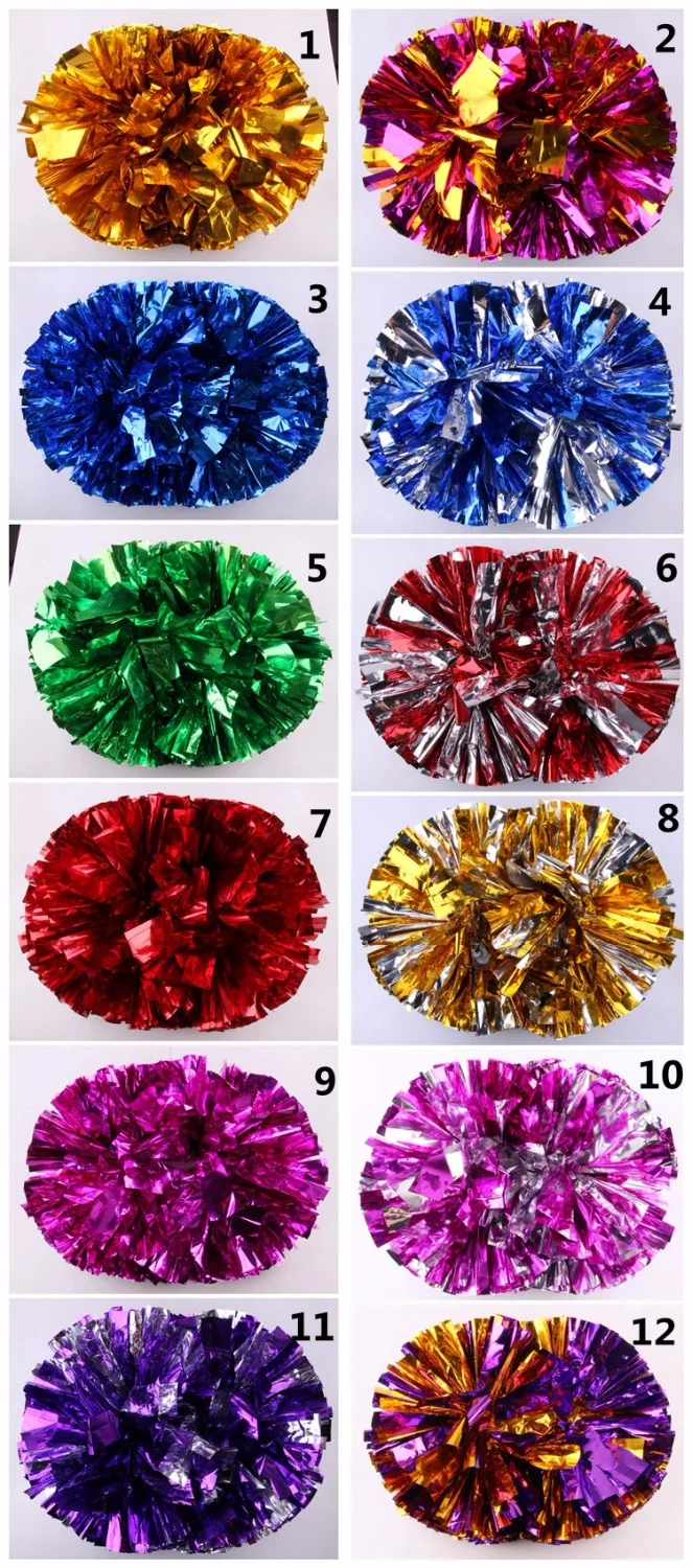 

12pcs Metal Cheerleading Pom Poms Aerobics Show Dance Hand Flowers PomPon