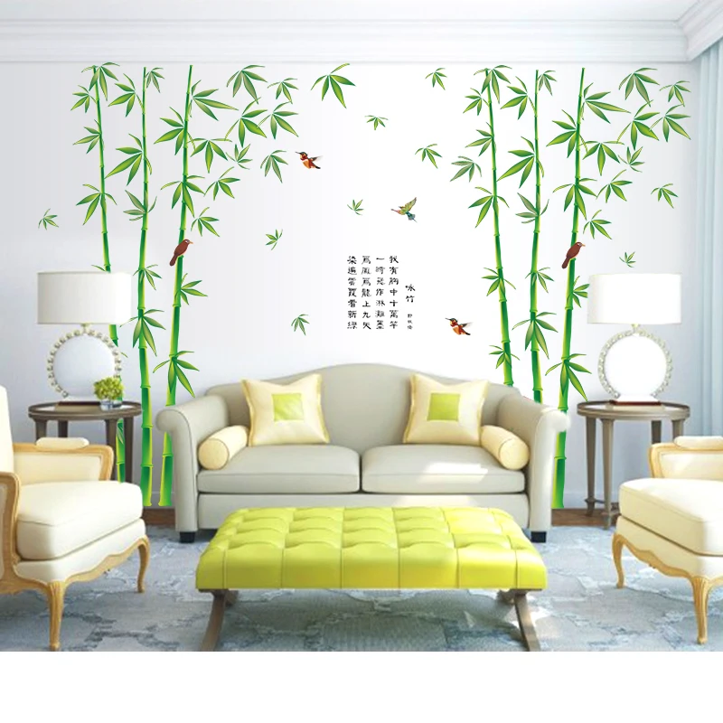 Chinese Poetry Bamboo Living Study Room Office Bedroom Removable Tile Vinyl Wall Stickers Waterproof Decal Decor Art Mural dc12 | Дом и сад