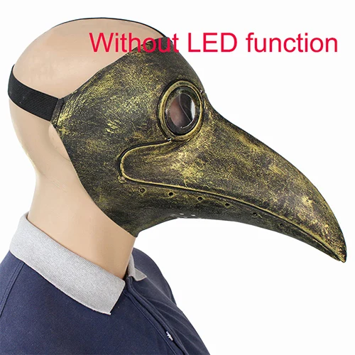 Without LED Gold Ретро стимпанк чума птица доктор Косплей Маска латекс светодиодный Забавный праздник Хэллоуин костюм реквизит - Цвет: Without LED Gold