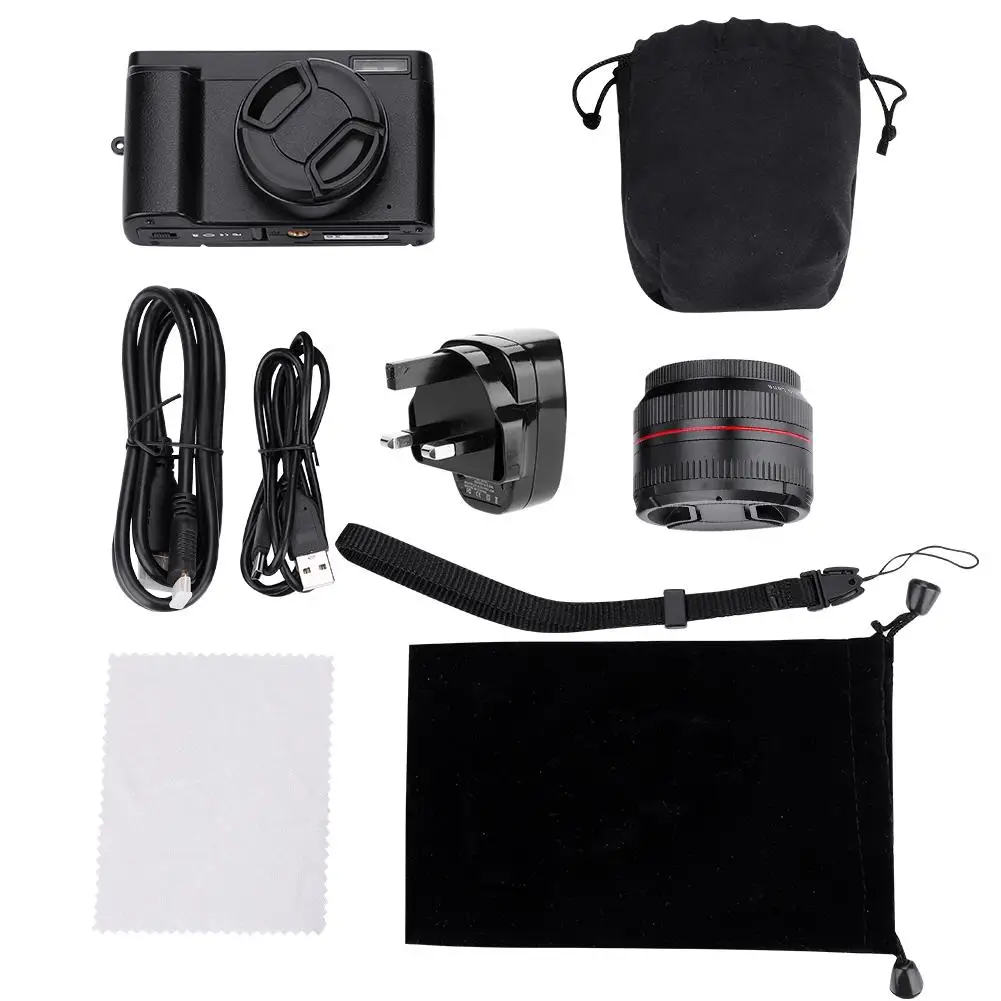 UK Plug HD 1080 P 24MP 16X зум цифровой видеокамера DV видеокамера мини DSLR DC101 3 дюйма ЖК-дисплей экран подарок для друзей и детей - Цвет: UK Plug