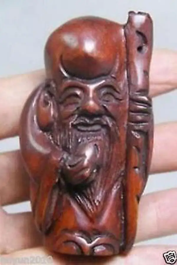 Коллекционные Самшит ручная резьба старший Netsuke | Дом и сад