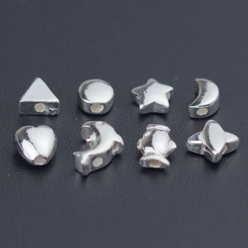 

5pcs/lot 100% 925 Sterling Silver Geometry Spacer Beads Designer Star Heart Fish Silver Charm Beads DIY Bracelets Jewelry Making