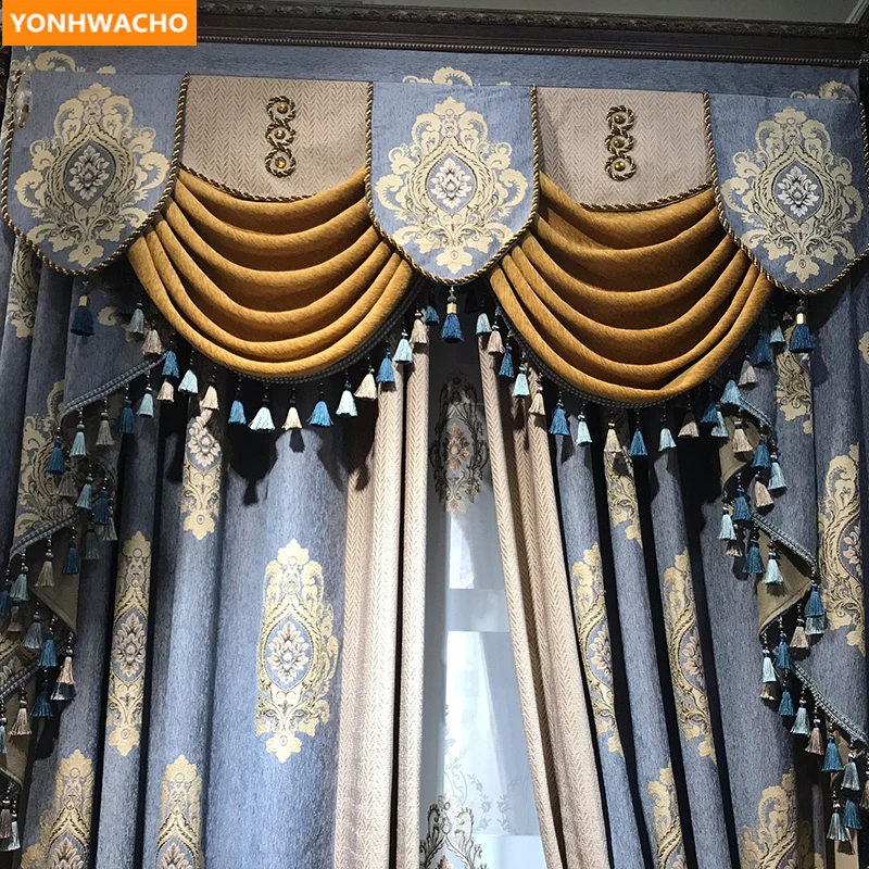 Занавески на заказ Европейский стиль роскошная гостиная толстая шенилля жаккард