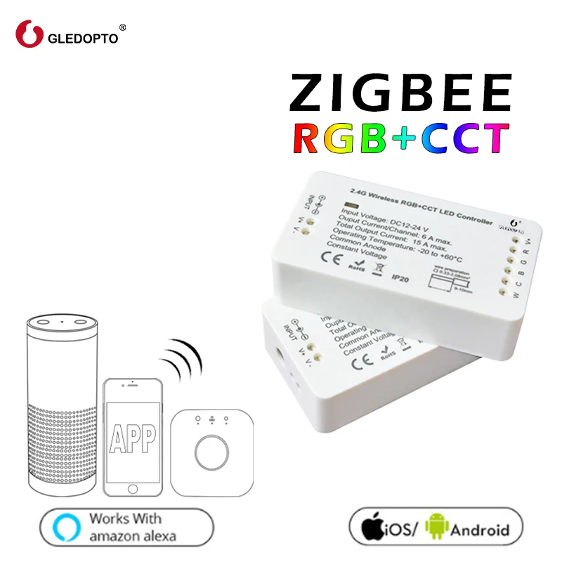 Gledopto 1ID/2ID rgb + cct светодиодный контроллер ZIGBEE ZLL DC12 24V полосы света rgbw/cw работает whit