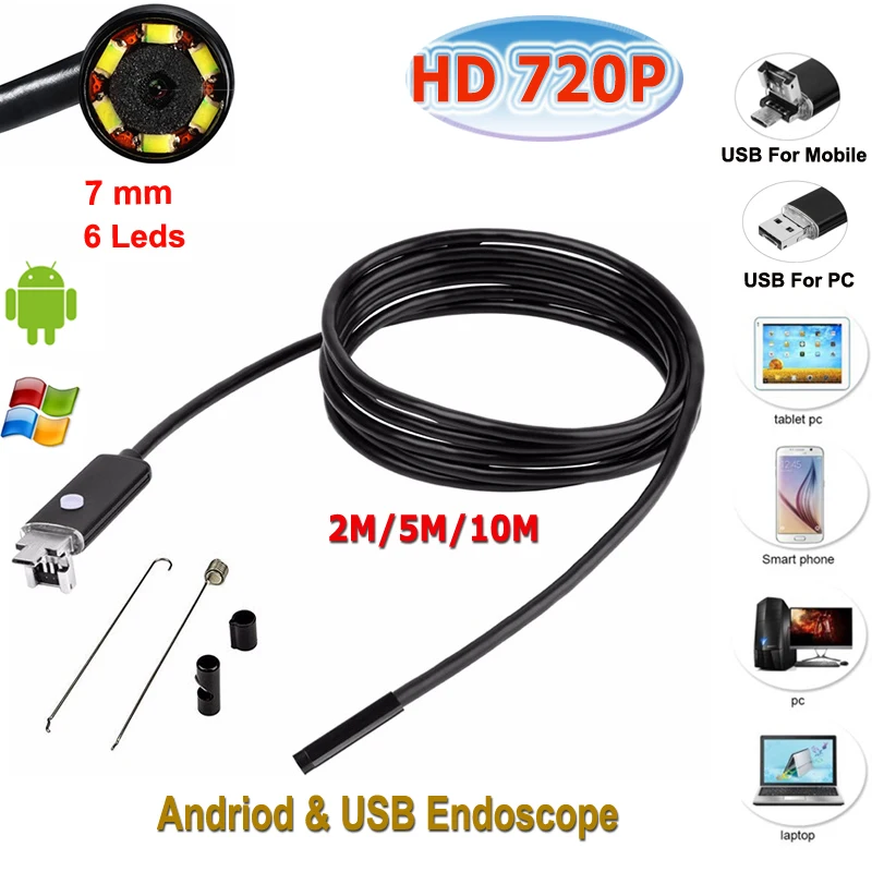 Микро usb эндоскоп для Android телефона и ПК Stardot 7 мм Диаметр 6LED IP67 камера наблюдения