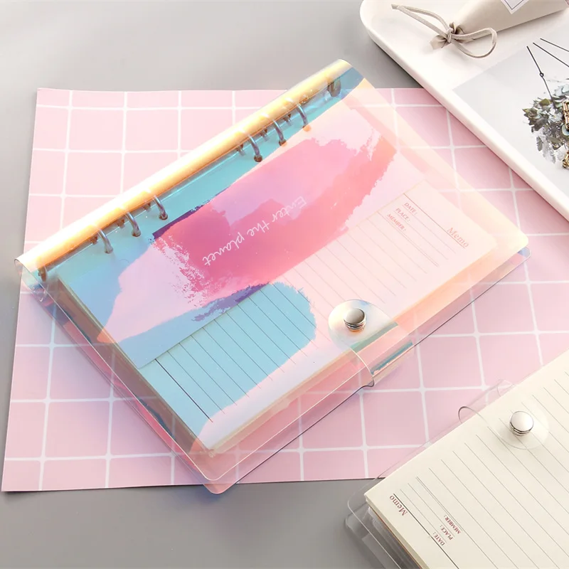 

A5 A6 laser account notebook diary loose-leaf cover transparent book refill button binder 6 hole core