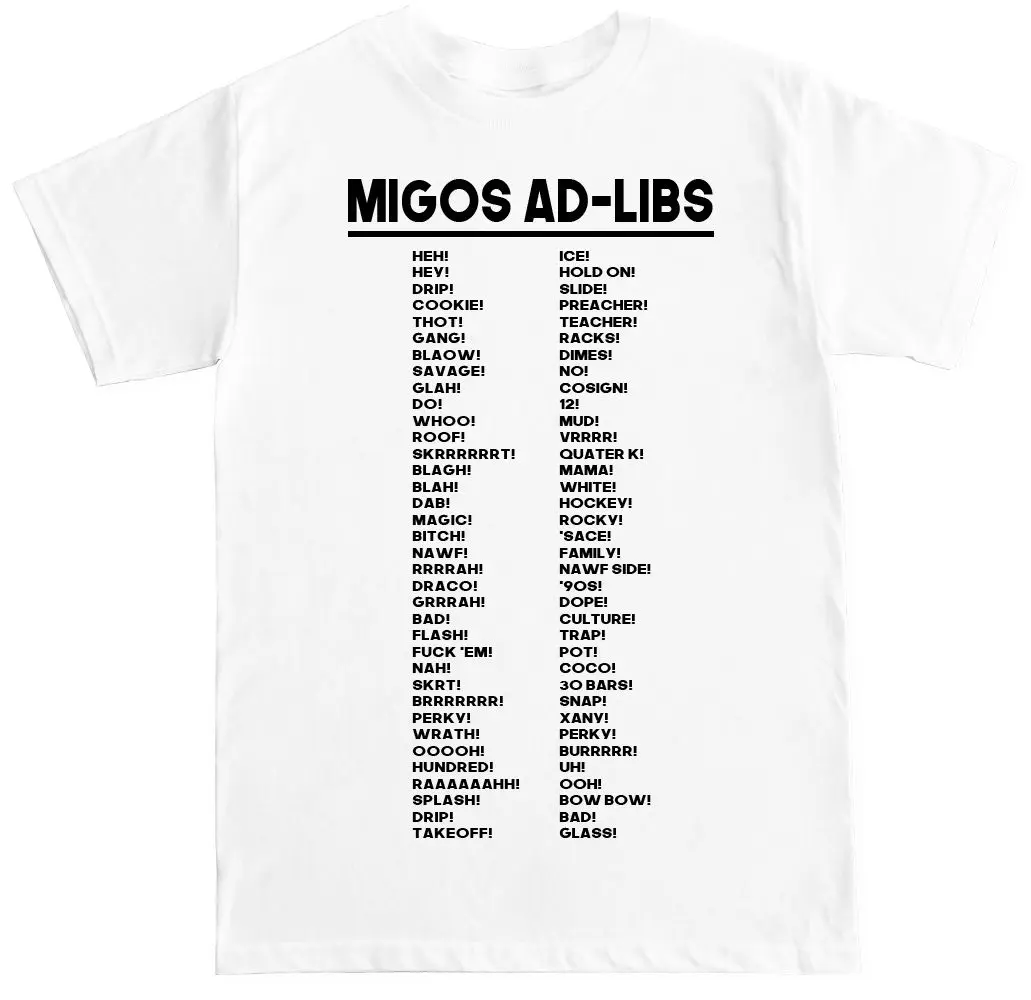 MIGOS AD LIBS CULTURE ATLANTA ATL хип-хоп RAP TRAP DRAKE DJ Lil uzi VERT Футболка Harajuku Топы Мода | Мужская