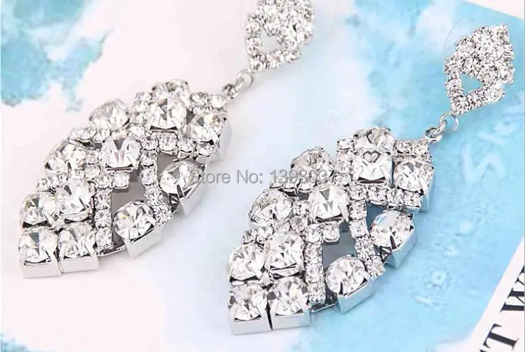 Fashion Brand Earrings 2014 New Women Ladies Drop Rhinestone Style Crystal Jewelry Wholesale | Украшения и аксессуары
