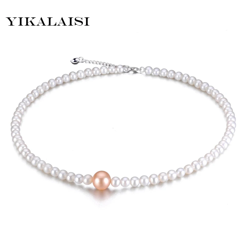 

YIKALAISI 2017 100% natural pearl choker necklace for women 925 sterling silver jewelry 6-7mm Nearround 8-9mm Round Pearl