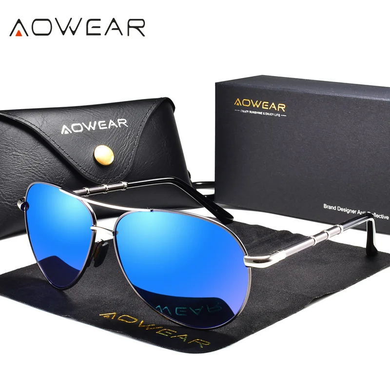 Солнцезащитные очки AOWEAR Мужские поляризационные зеркальные солнечные в стиле