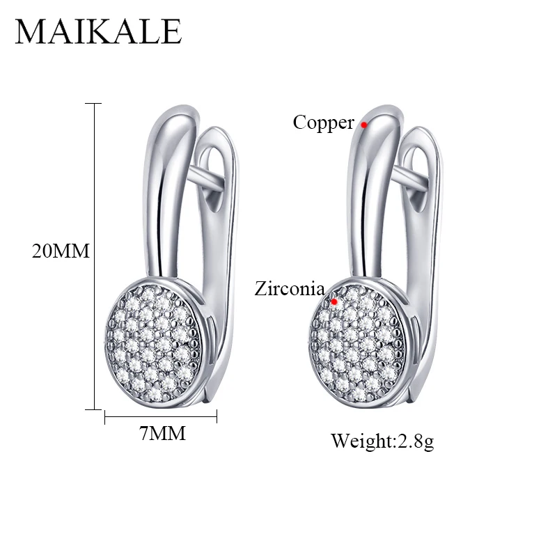 MAIKALE, простые серьги-гвоздики с циркониевым шаром для женщин, золотые, серебряные, с кубическим цирконием, очаровательные серьги, корейские серьги, модное ювелирное изделие, подарок