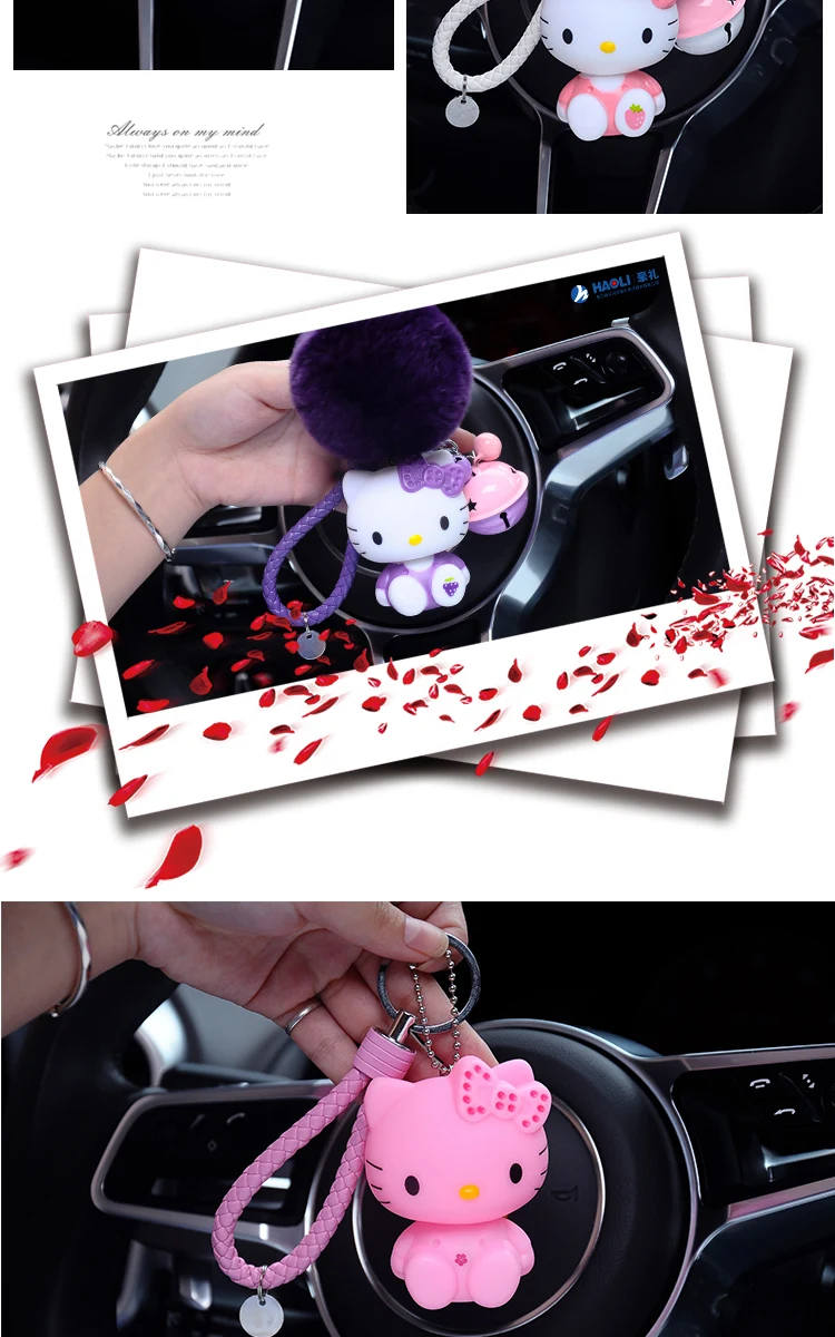 Милый мультфильм hello kitty Кролик бант брелок в стиле Kiki Женские Кожаные Веревки Игрушки Детские брелки-цепочки автомобиля сумка Шарм D36