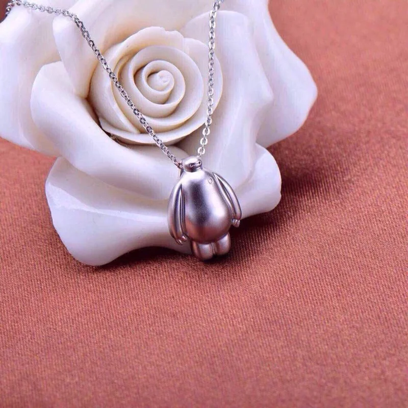 OMHXZJ Wholesale European Fashion Woman Man Party Wedding Gift White Baymax 925 Sterling Silver Necklace Pendant Charm CA106 | Украшения и