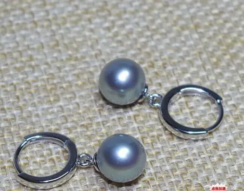 Серьги-кольца charmingh из серебра 925 пробы с серым жемчугом 8-9 мм | Украшения и