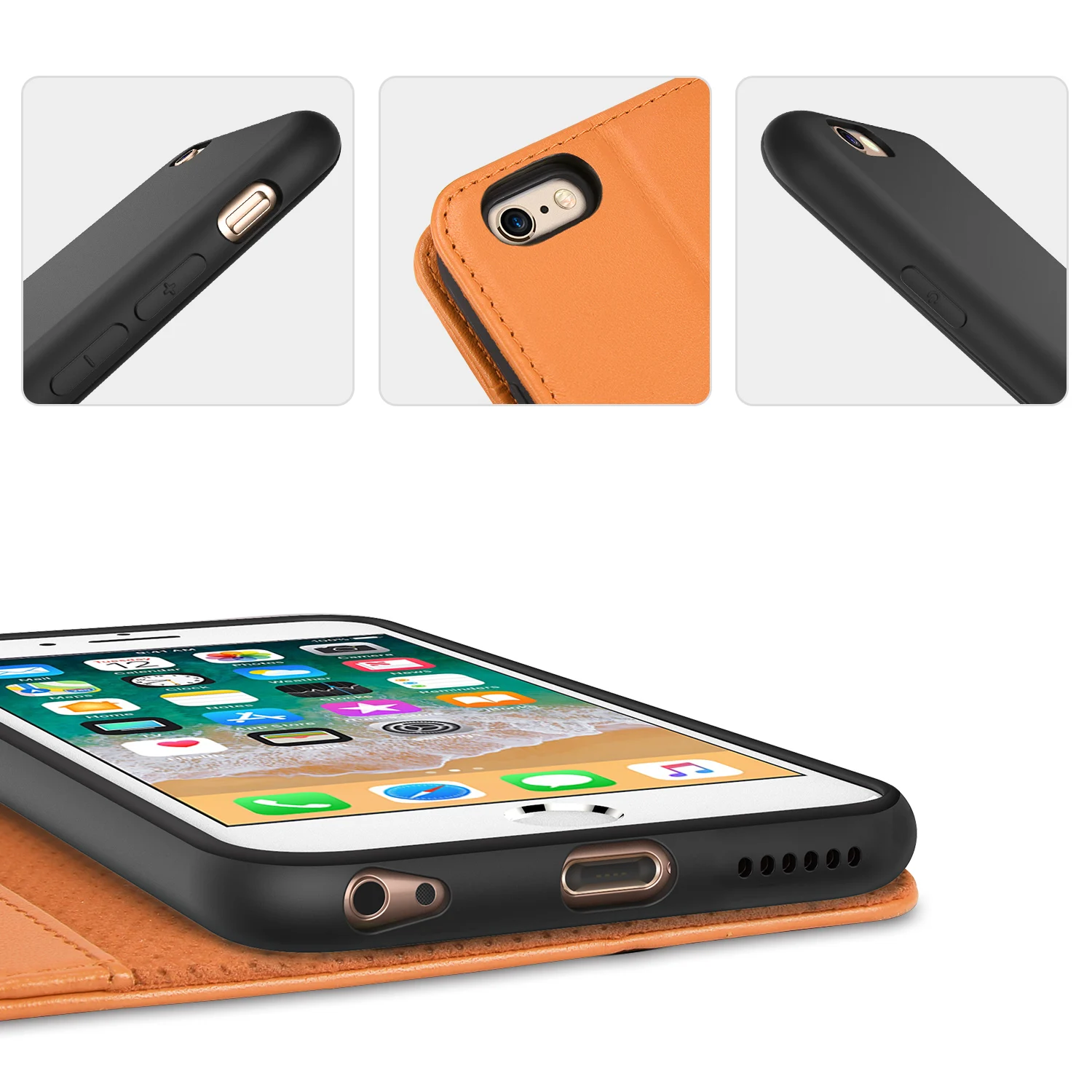 SHIELDON бумажник чехол для iPhone 6/6 S, 【натуральная кожа слоты для карт Kickstand ID визитница флип чехол для iPhone 6/6S
