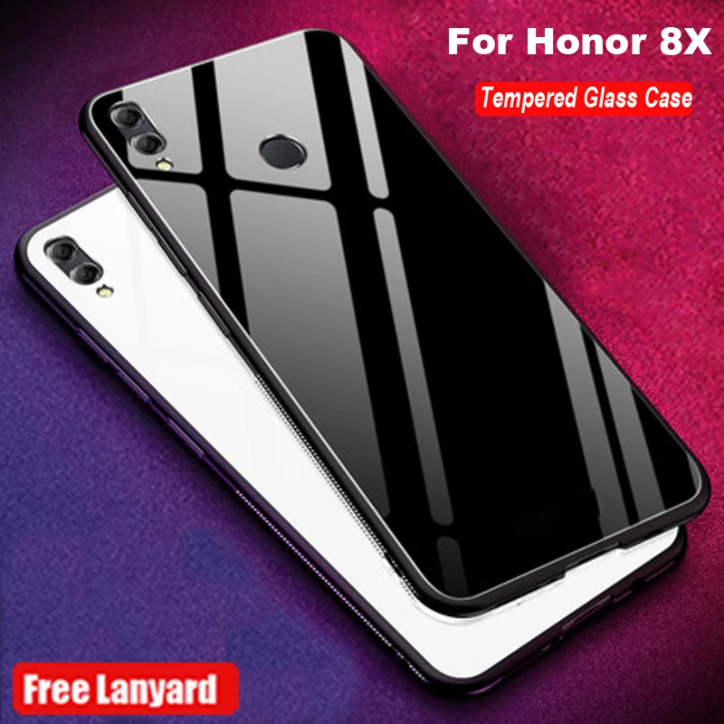 Чехол из закаленного стекла для Huawei Honor 8X градиентный цвет задняя крышка 8 X мягкие