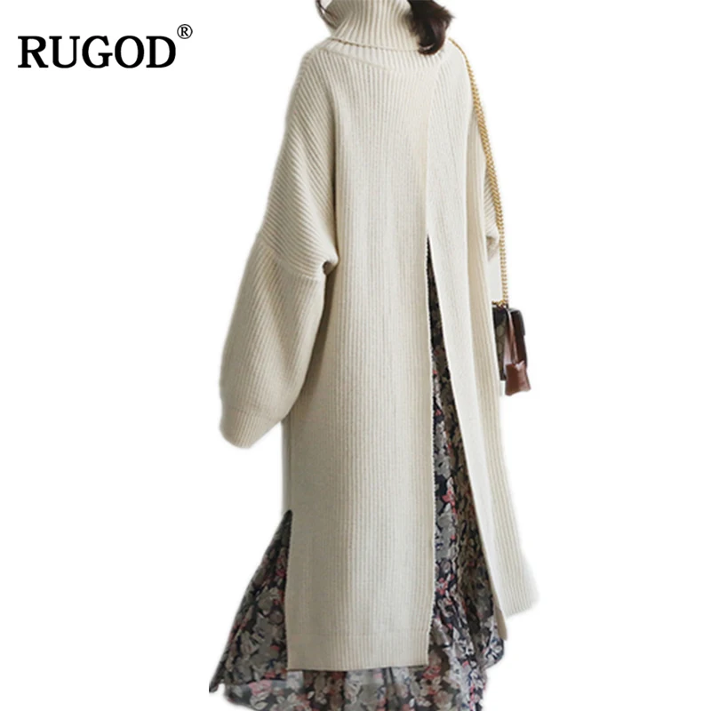 Женский вязаный свитер RUGOD белое элегантное офисное платье в Корейском стиле с
