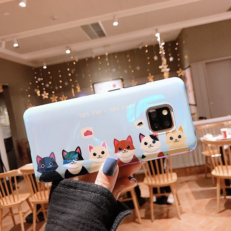 Для Huawei P30 P20 pro mate10 honor10 nova3i mate20X nove4 V20 милый кошачий лап голубой луч мягкий чехол