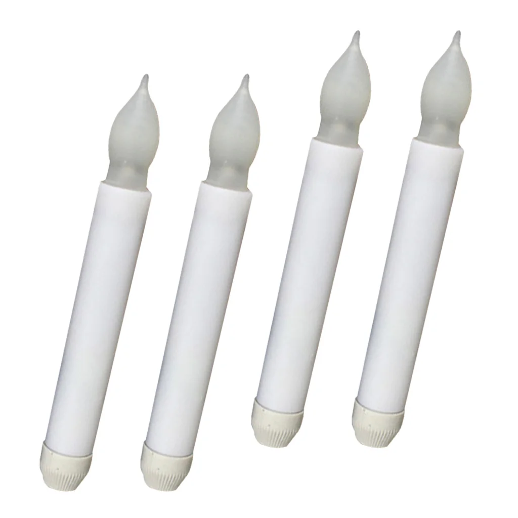 4x батарея длинный светодиодный конусный Свеча для церкви дома Рождество Свадьба