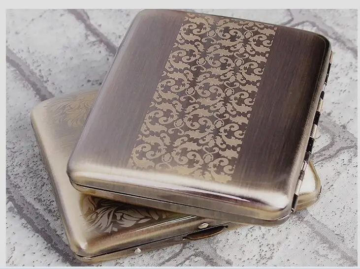 

5pcs/lot engraving flower metal cigarette case ultra thin automatic cigarette box for 20pcs cigarette smoking tobacco box holder