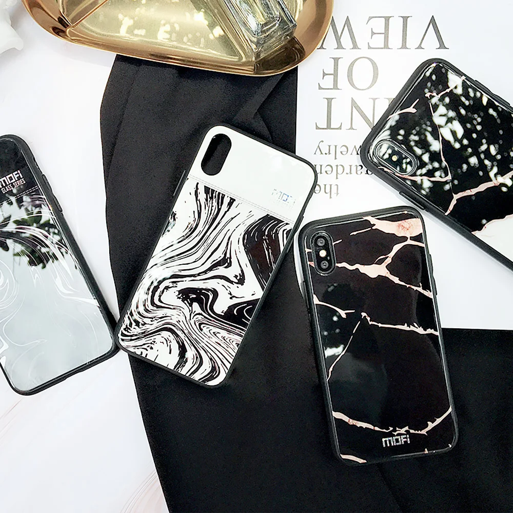 Чехол для iphone X Mofi x чехол из закаленного стекла задняя крышка твердого мрамора