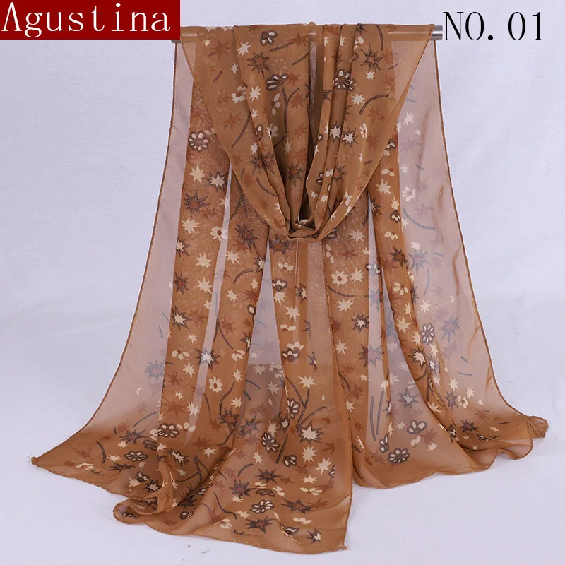Chiffon scarf Print Soft designer brand ladies scarves shawl wrap luxury long thick high quality women fashion Agustina 2018 |