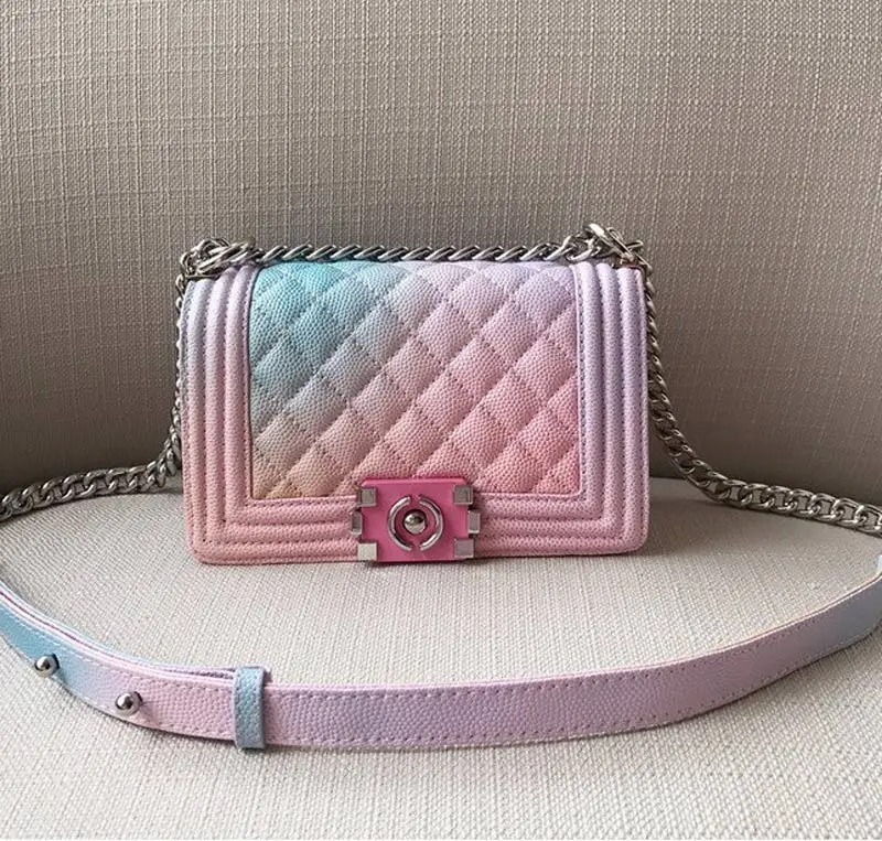 small Фабрика производит Радуга кожа Crossbody цепи сумки для Для женщин Курьерские сумки Bolsa Feminina Лидер продаж Элитный бренд Икра сумка - Цвет: small