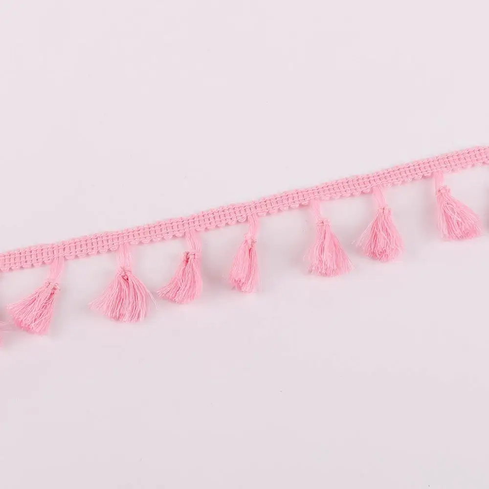 Pink 5 ярдов/партия, со шнуровкой и кисточками, ткань помпонами мяч лента с бахромой Свадебная вечеринка украшения DIY Швейные аксессуары - Цвет: Pink