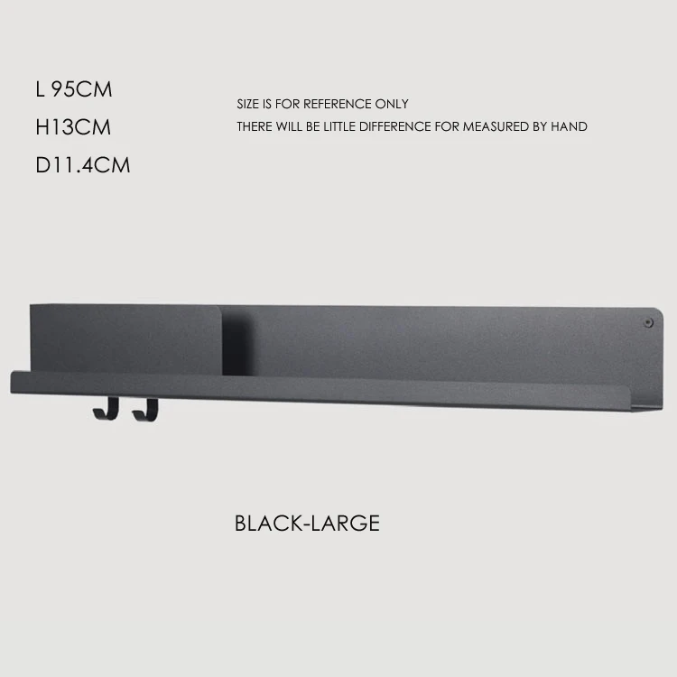 L-BLACK Современный Лофт дизайн настенные металлические настенные полки дисплей Показать полки, хороший Вешалка с крюком хранения Держатели Органайзер 1 шт - Цвет: L-BLACK