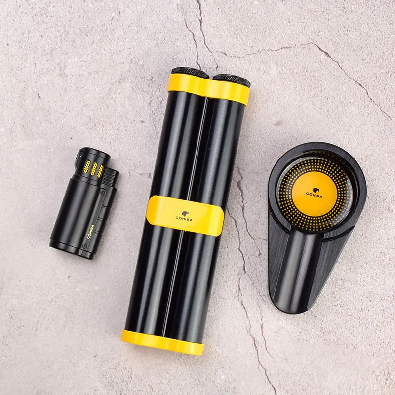 Высокое качество COHIBA черный сигарный набор сигары 2 трубчатая коробка для