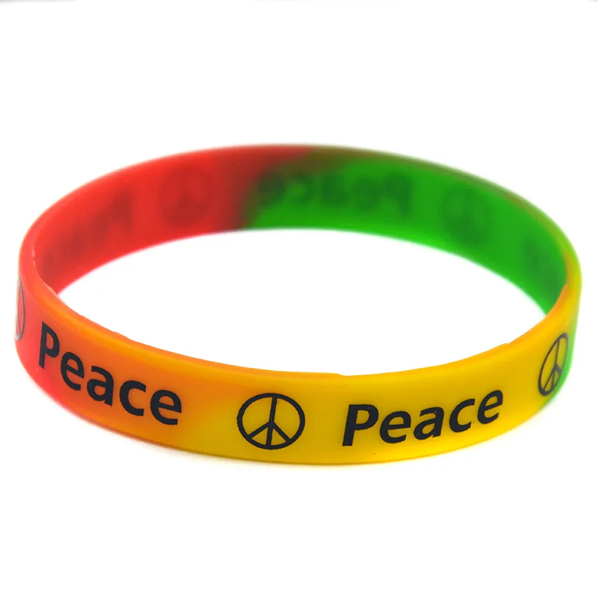 

OBH 50PCS Peace Silicone Wristband Printed Logo for Charity Events