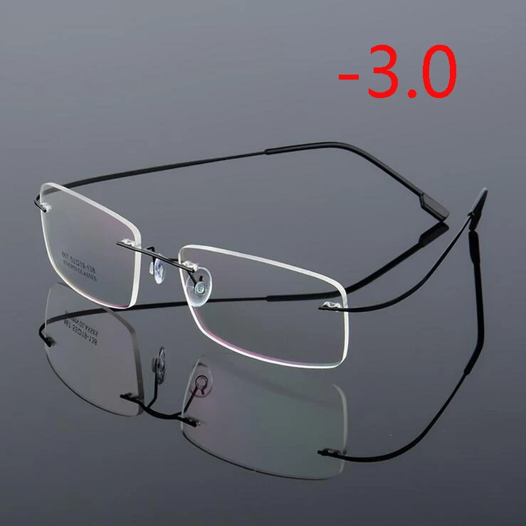 Myopia 300 Покрытие сверхэластичные бескаркасные очки для близорукости для мужчин и женщин без оправы Сверхлегкая оправа Очки для близорукости 100~ 400 градусов - Цвет оправы: Myopia 300