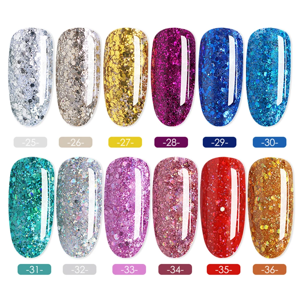 CHE Gel Мода блестками Полупостоянный UV светодио дный гель Полировочный для ногтей