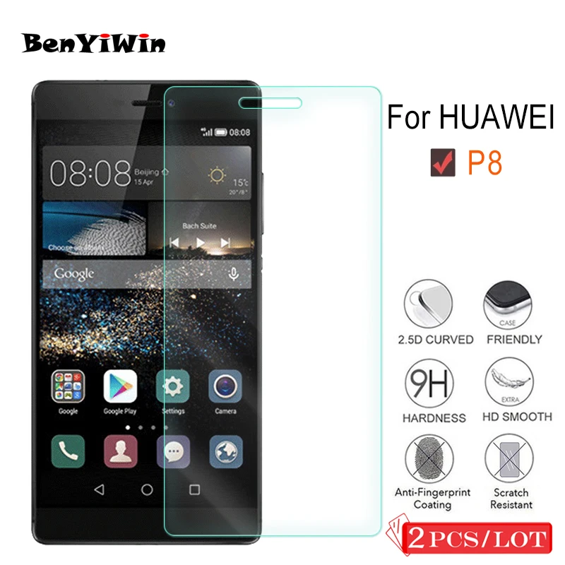 2 шт. закаленное стекло премиум-класса для Huawei Ascend P8 защита экрана прозрачная