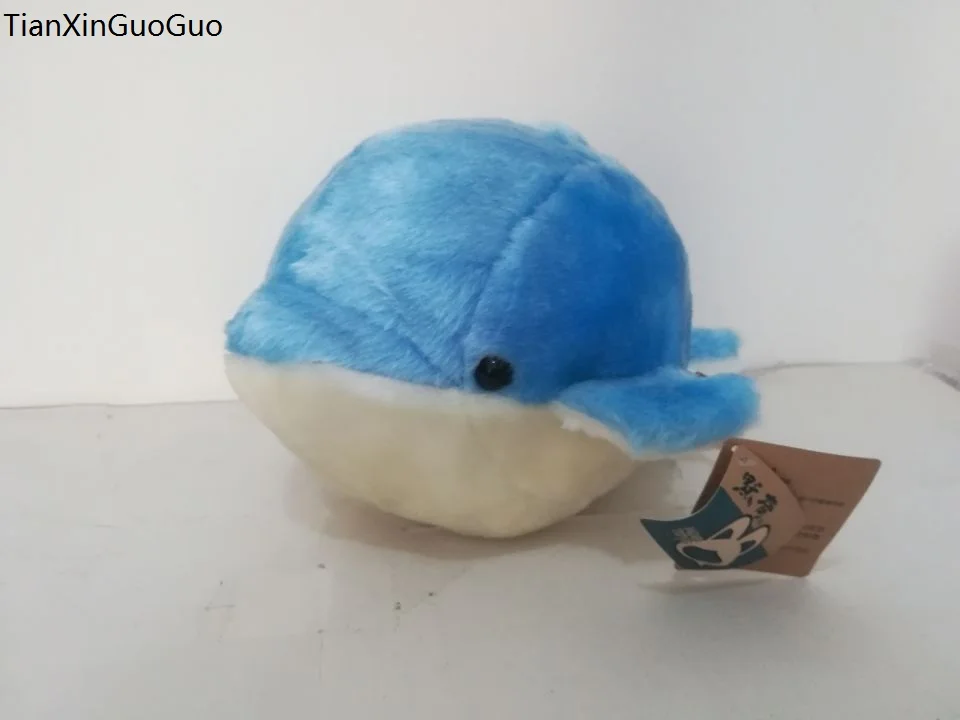 

creative plush toy large 28cm blue round dolphin plush toy soft doll throw pillow toy birthday gift s0982