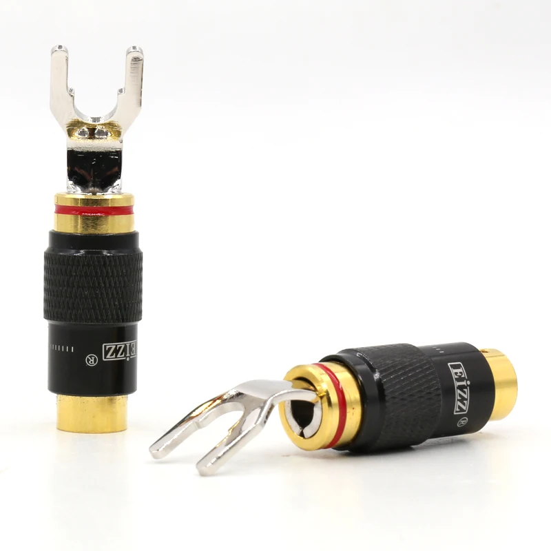 

4pcs pure copper Banana Plug Speaker Cable Y Plug Spade Rhodium Plated Fork Connector