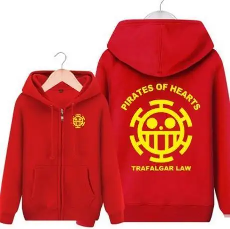 

High-Q Unisex Anime ONE PIECE OP Trafalgar Law Hooded Hoodie Jacket Coat Law Sweatshirts Top