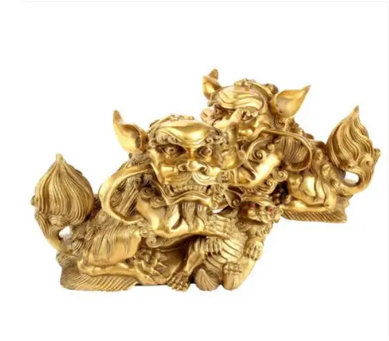 Латунные трубы львы обставленные львами Фучжоу и парой маленьких Львов в