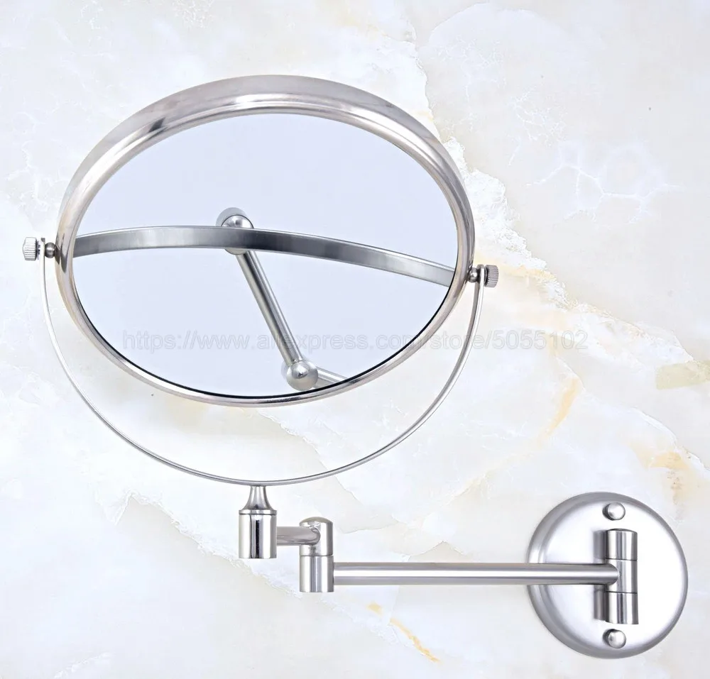 Double Side Bathroom Folding Brass Shave Makeup Mirror Brushed Nickel Wall Mounted Dual Arm Extend Bath zba636 | Обустройство дома