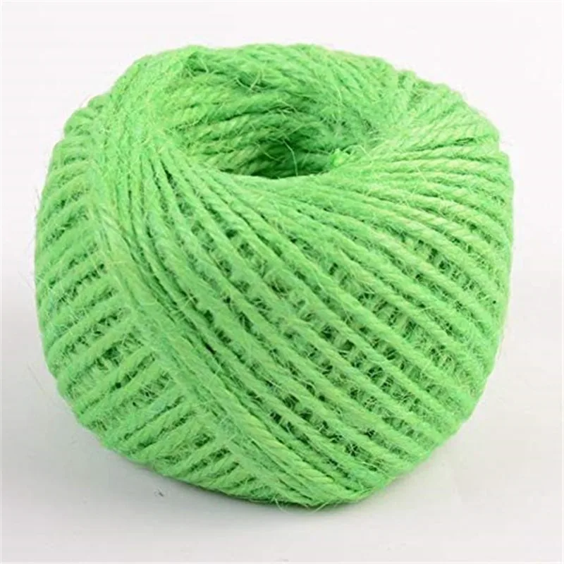 light green 2 мм 100 метров натуральная Мешковина гессиан джутовый шнур-шпагат пеньковая веревка вечерние упаковка для свадебного подарка кордная нить DIY Скрапбукинг Ремесло - Цвет: light green