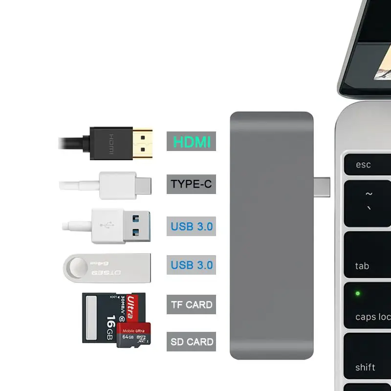 USB C к HDMI адаптер Thunderbolt 3 Type концентратор с TF Micro SD ридер для Macbook pro 2015 2016|Адаптеры
