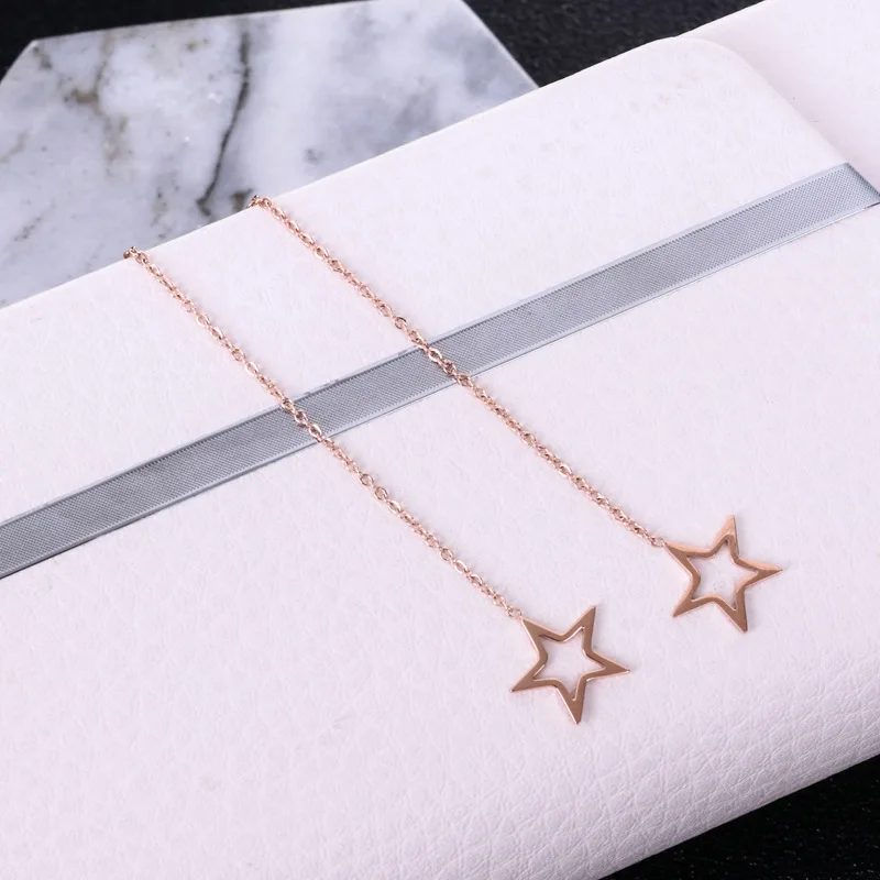 HFYK звезда розового золота серьги длинные из нержавеющей стали для женщин pendientes