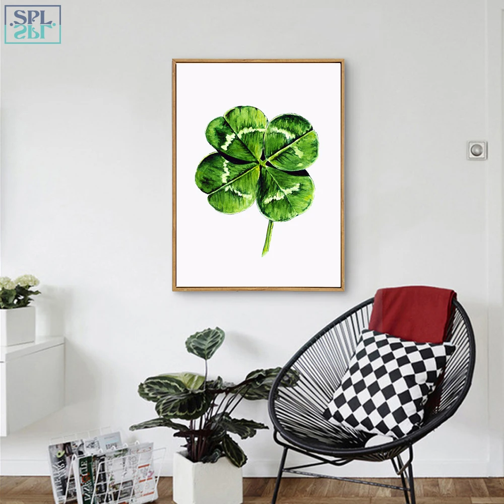 SPLSPL Nordic Minimalist Wall Art Picture Green Leaf Plant Canvas Print Poster Painting Scandinavian LOVE Home Decor No Frame | Дом и сад