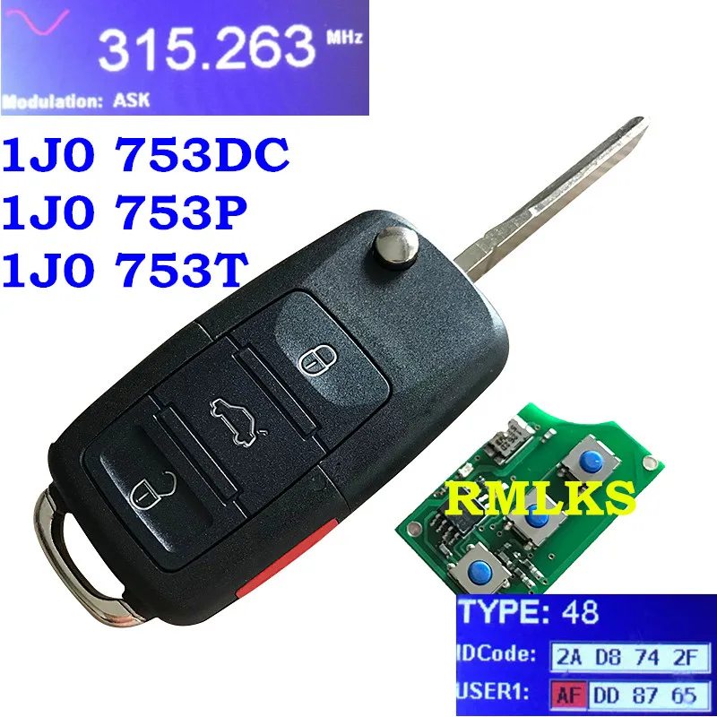Лидер продаж ASK HL01J0959753AM 753DC 315 МГц ID48 4B откидная оболочка ключа дистанционного